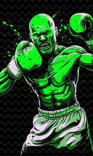 A poster of a green monster with a boxing ring on the front
