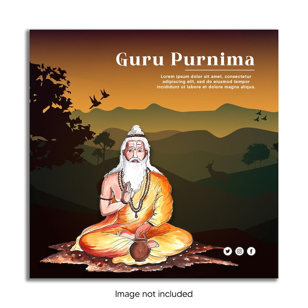 PSD a poster for guru purima with a man sitting