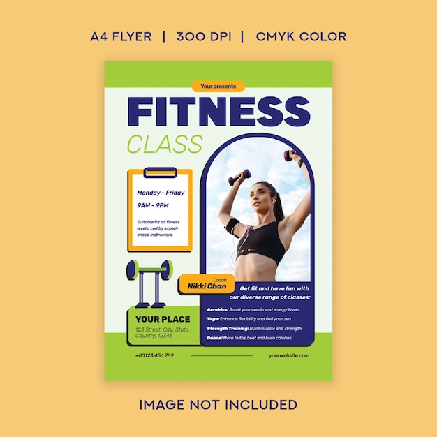 PSD a poster for a gym called fitness class