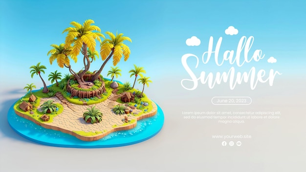 PSD a poster for half summer with palm trees on it