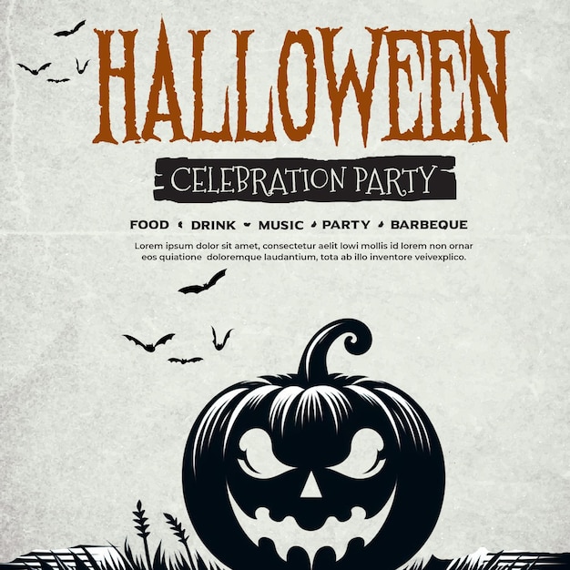 ハロウィーンパーティーのポスターでカバーに南瓜が描かれています