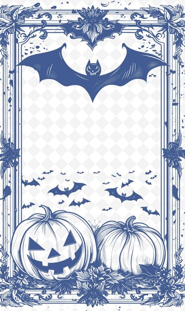 PSD poster per la festa di halloween con zucche e pipistrelli