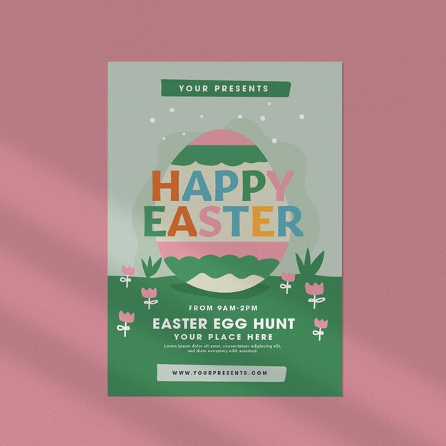 A poster for a happy easter hunt.