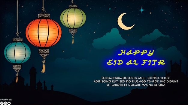 PSD poster happy eid alfitr z tłem
