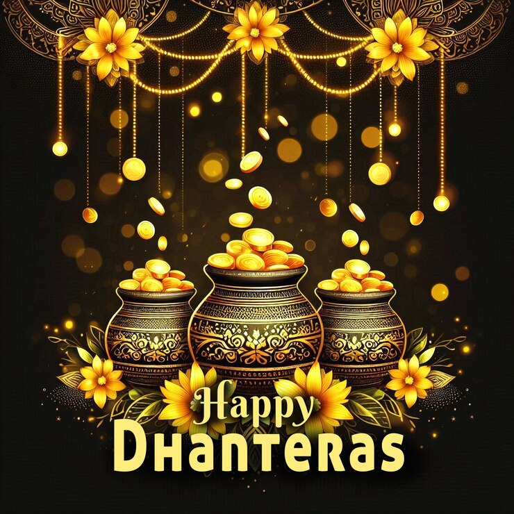 PSD a poster for happy festival dhanteras with gold coins