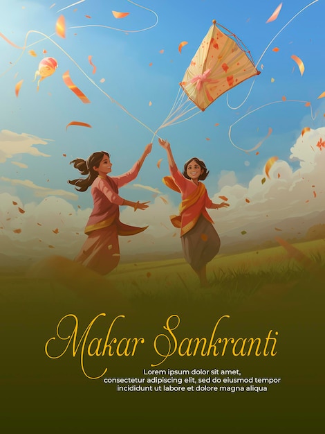 Постер фестиваля Happy Makar Sankranti шаблон дизайна фона