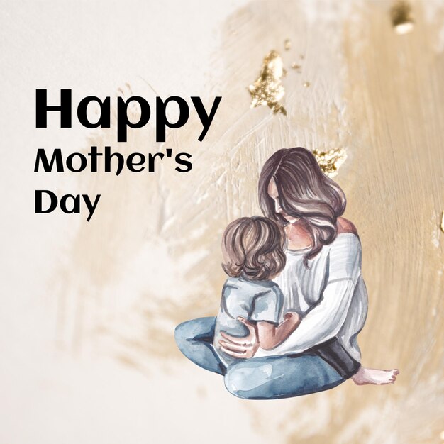 PSD a poster for happy mothers day with a woman holding a child