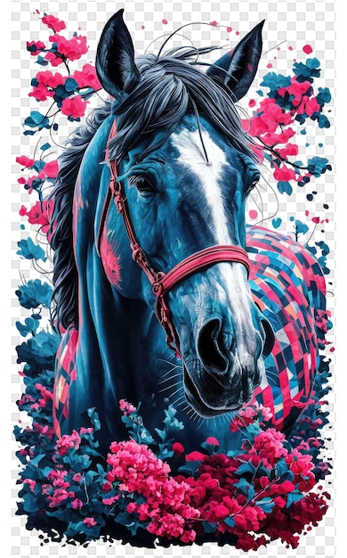 PSD un poster per un cavallo con un nastro rosa su di esso