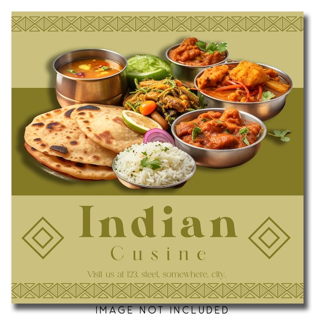 a poster for indian cooking with a green background