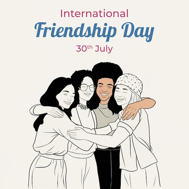 PSD a poster for international friendship day with a woman hugging another woman