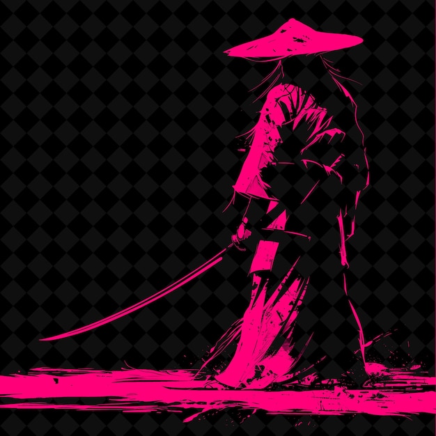 A poster for a japanese woman with a pink umbrella and a black background with a black background wi