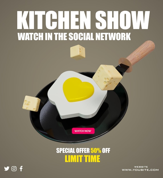 A poster for a kitchen show that says 