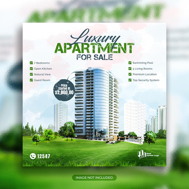 PSD a poster for a luxury apartment for sale