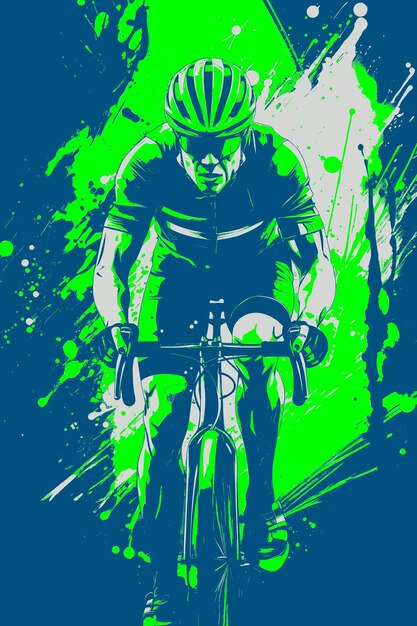 PSD a poster of a man on a bike with a green background