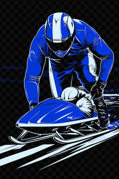A poster of a man on a motorcycle with a blue helmet on