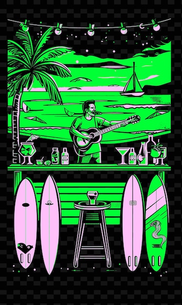 PSD a poster for a man playing a guitar on a beach