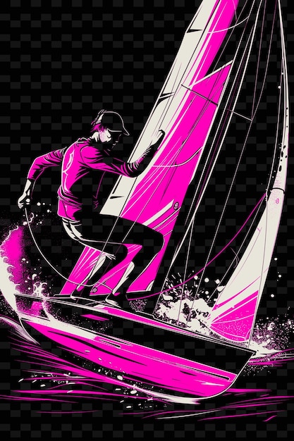 PSD a poster of a man on a sailboat with a pink sail