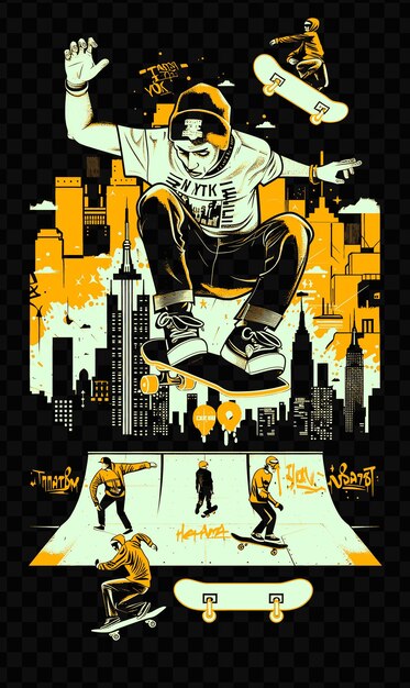 PSD a poster for a man on a skateboard with the word quot t shirt quot on it