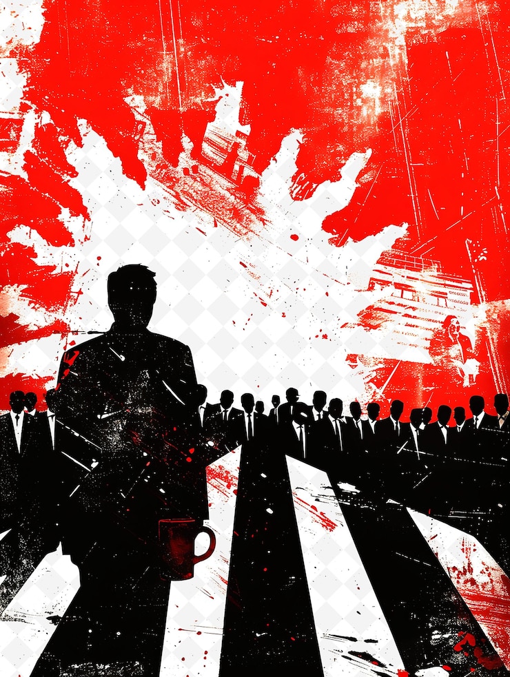 PSD a poster of a man standing in front of a group of people