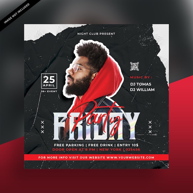 A poster for a man with a beard and a red hoodie on it party flyer social media post