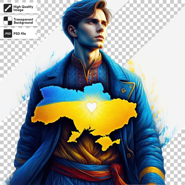 PSD a poster for a man with a blue jacket and a yellow and blue jacket