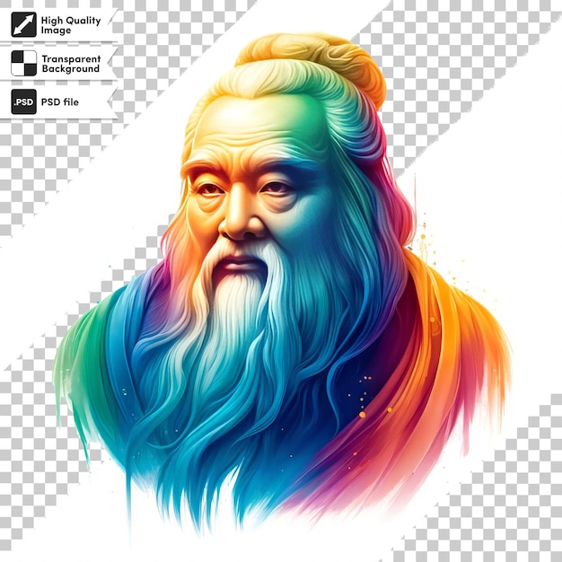 PSD un poster di un uomo con una barba color arcobaleno