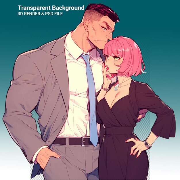 PSD a poster for a man and a woman with pink hair