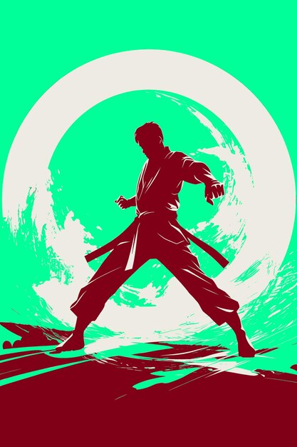 PSD a poster for a martial arts man with a green background