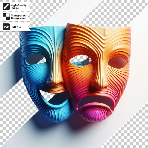 A poster for a mask with a blue and orange striped mask on it