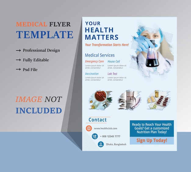 a poster for medical treatment with a blue background