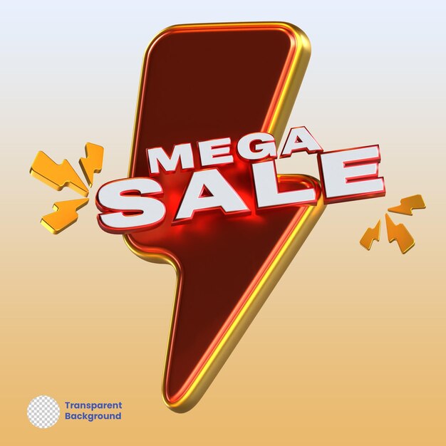 PSD a poster for mega sale with a lightning bolt on it.