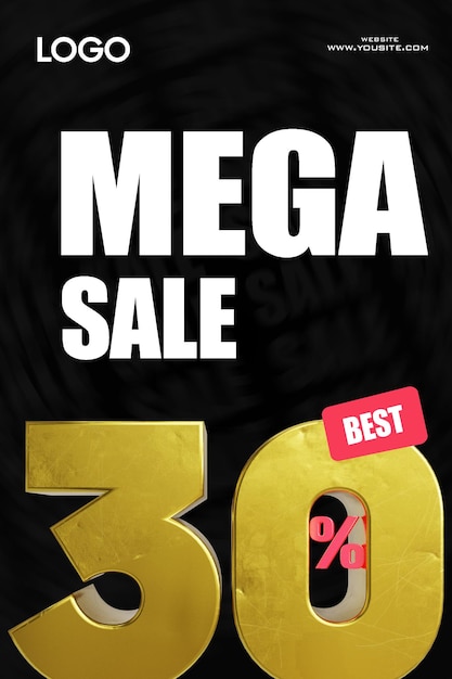 A poster for a mega sale with a red tag that says best 1 %.