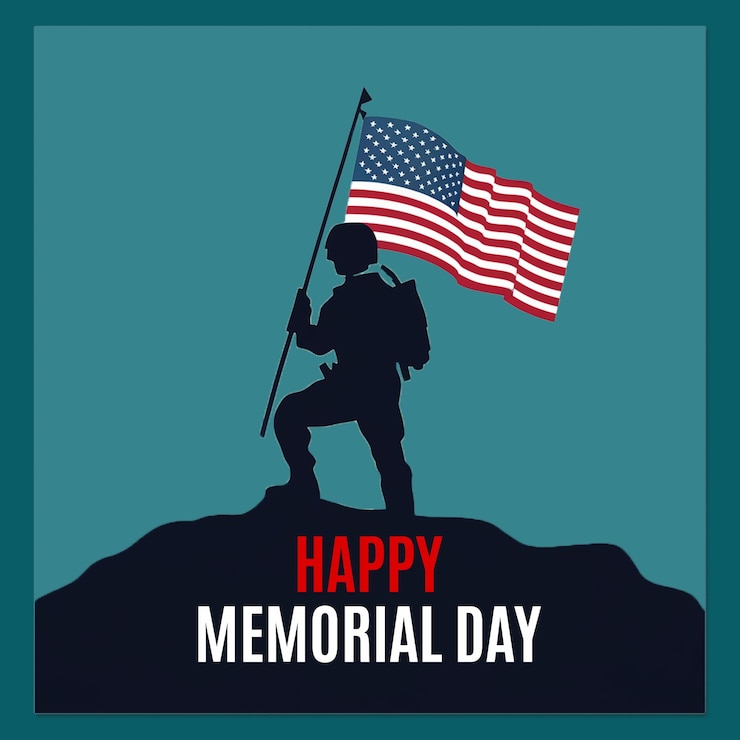 PSD a poster for memorial day with a flag on it