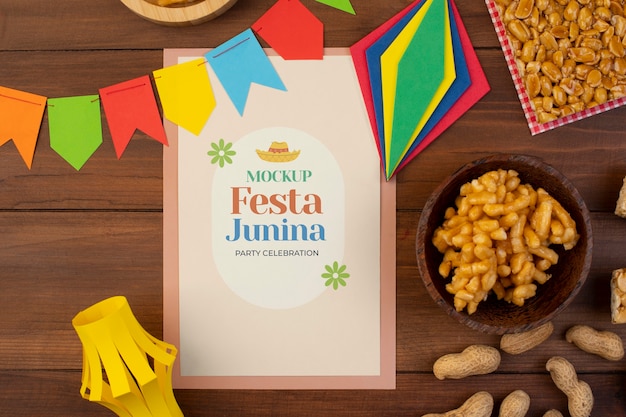 PSD poster mock-up design for brazilian festa junina celebration