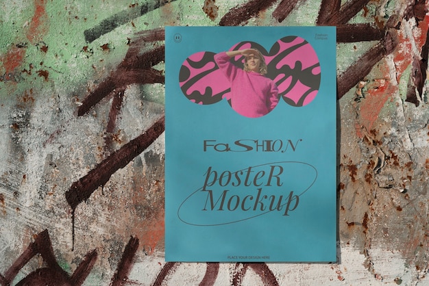 PSD poster mock-up design con sfondo grunge astratto