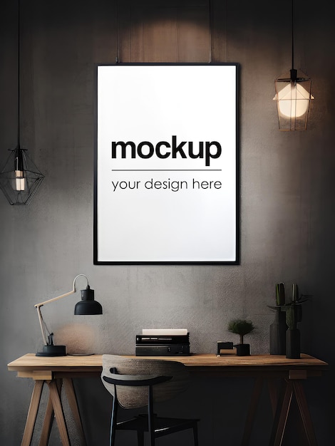 Poster mockup artwork showcase template frame interior render