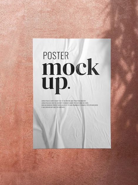 Poster mockup on cast shadow wall