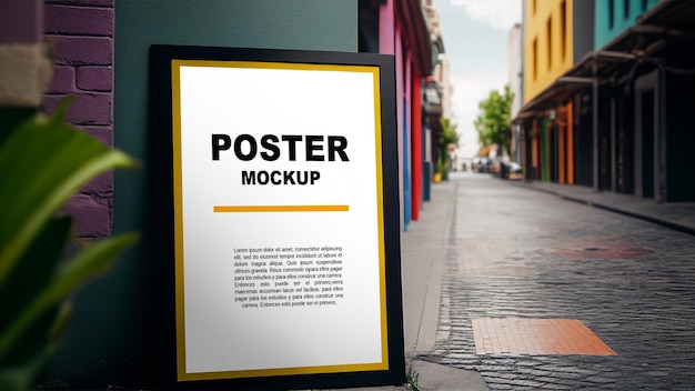 A poster mockup on a city street