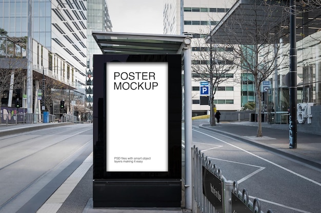 A poster mockup on a city street