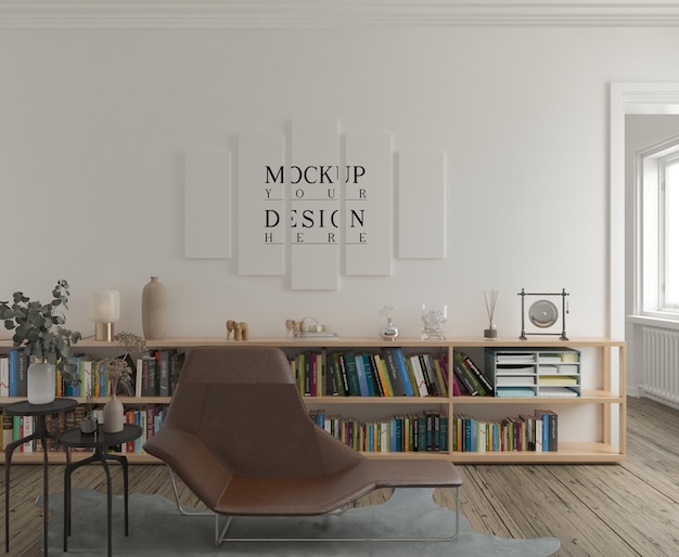 Poster mockup in classic modern living room