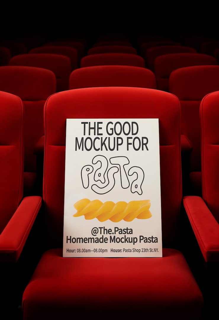 PSD poster mockup in empty cinema seat