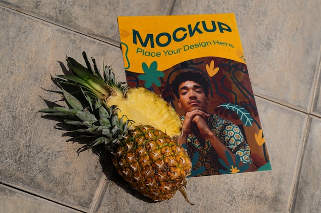 poster mockup on the floor with brazilian fruit