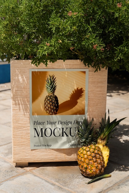 poster mockup on the floor with brazilian fruit