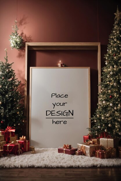 Poster mockup frames with Christmas theme PSD 5