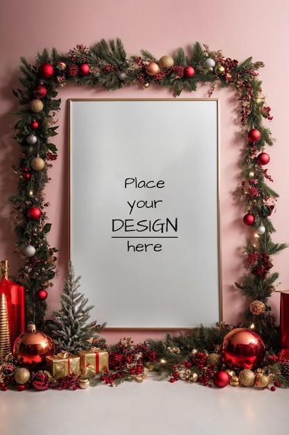 PSD poster mockup frames with christmas theme psd