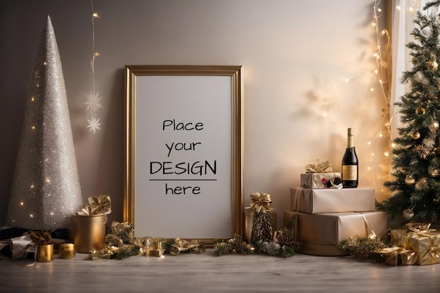 PSD poster mockup frames with christmas theme