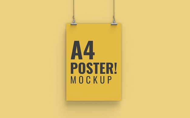 Poster mockup front view A4 Size