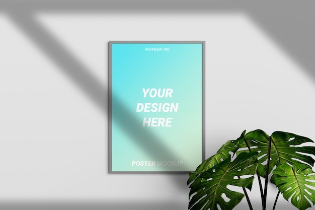 Poster mockup vista frontale sulla parete