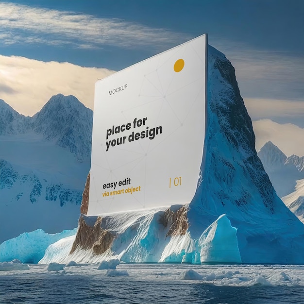 PSD Плакат-макет ледника северного полюса ледяное озеро 03