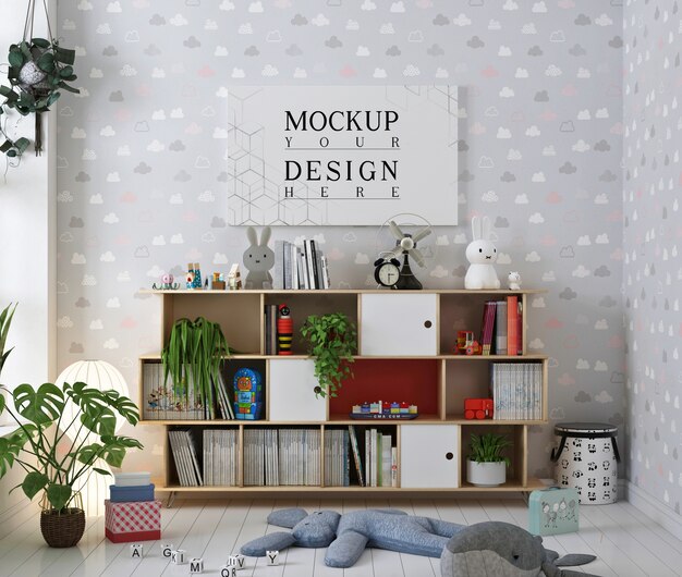 Poster mockup in schattige kinderkamer